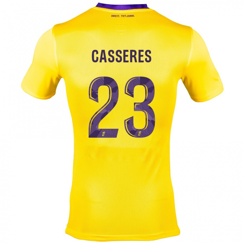 Børn Cristian Cásseres Jr. #23 Gul Lilla Udebane Spillertrøjer 2024/25 Trøje T-Shirt