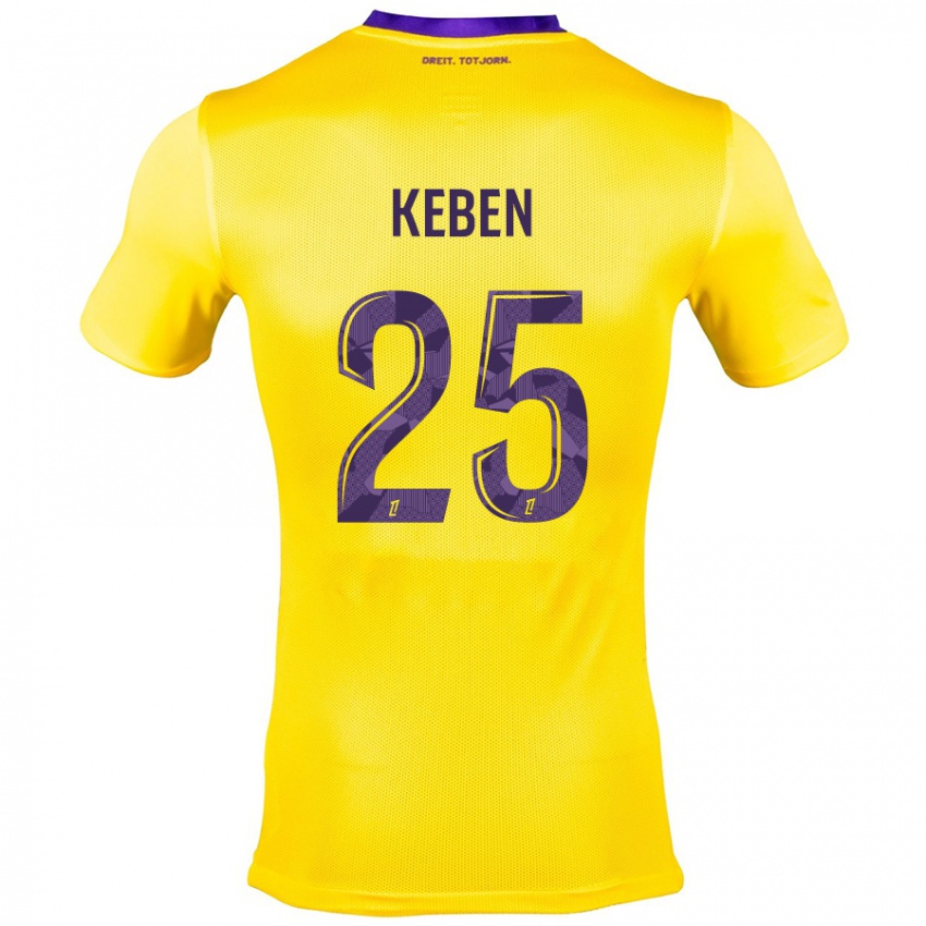 Børn Kévin Keben #25 Gul Lilla Udebane Spillertrøjer 2024/25 Trøje T-Shirt