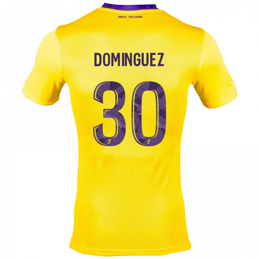 Børn Álex Domínguez #30 Gul Lilla Udebane Spillertrøjer 2024/25 Trøje T-Shirt