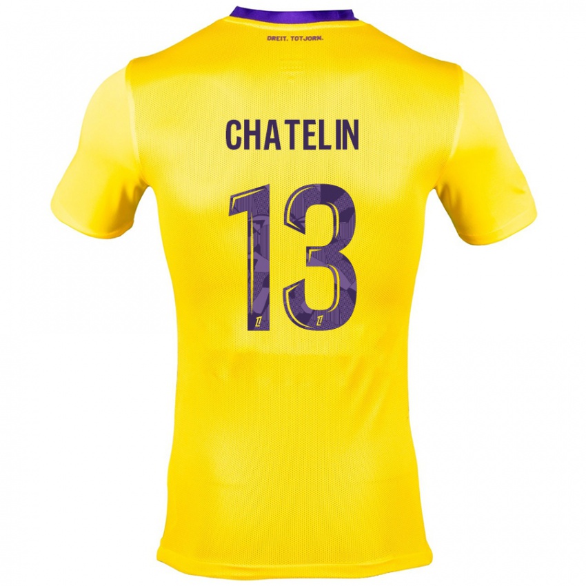 Børn Delphin Chatelin #13 Gul Lilla Udebane Spillertrøjer 2024/25 Trøje T-Shirt