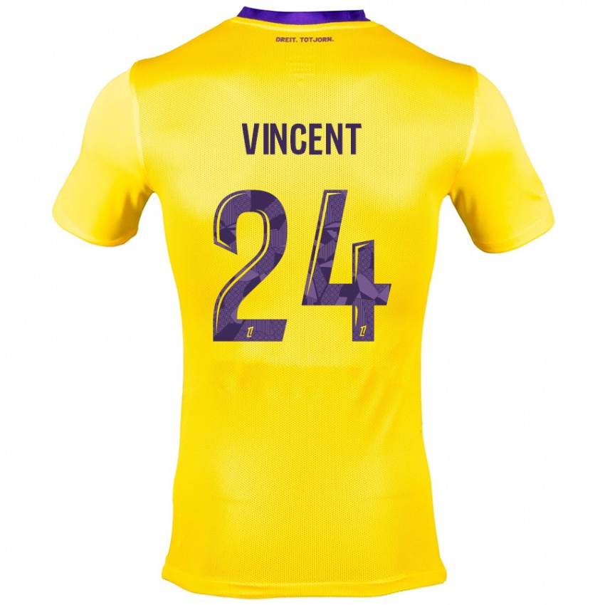 Børn Magalie Vincent #24 Gul Lilla Udebane Spillertrøjer 2024/25 Trøje T-Shirt