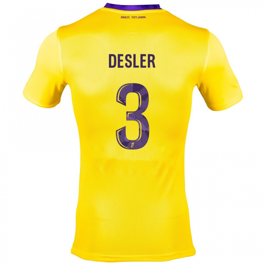 Børn Mikkel Desler #3 Gul Lilla Udebane Spillertrøjer 2024/25 Trøje T-Shirt