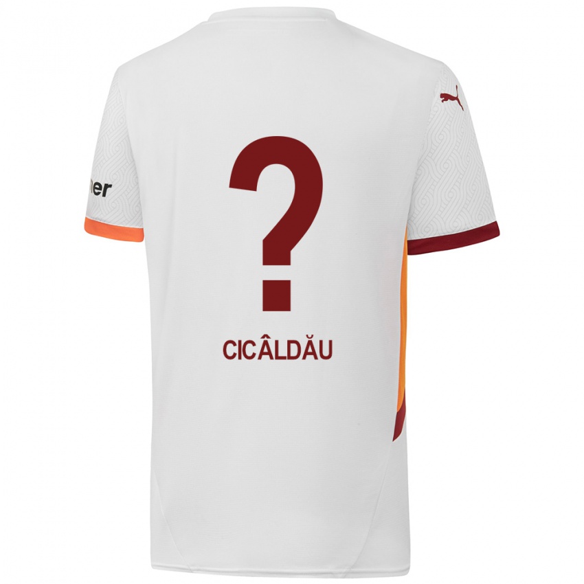 Børn Alexandru Cicâldău #0 Hvid Gul Rød Udebane Spillertrøjer 2024/25 Trøje T-Shirt