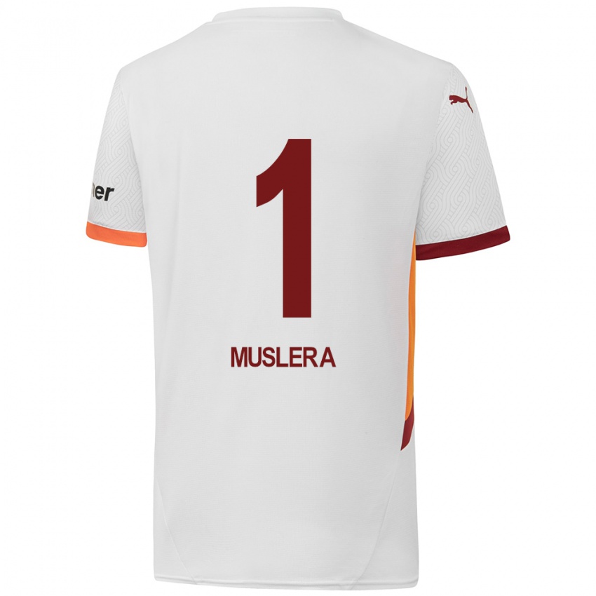 Børn Fernando Muslera #1 Hvid Gul Rød Udebane Spillertrøjer 2024/25 Trøje T-Shirt