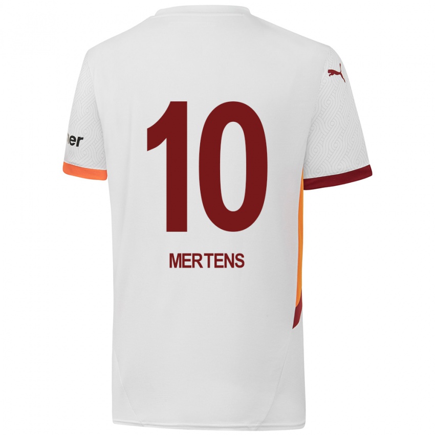 Børn Dries Mertens #10 Hvid Gul Rød Udebane Spillertrøjer 2024/25 Trøje T-Shirt