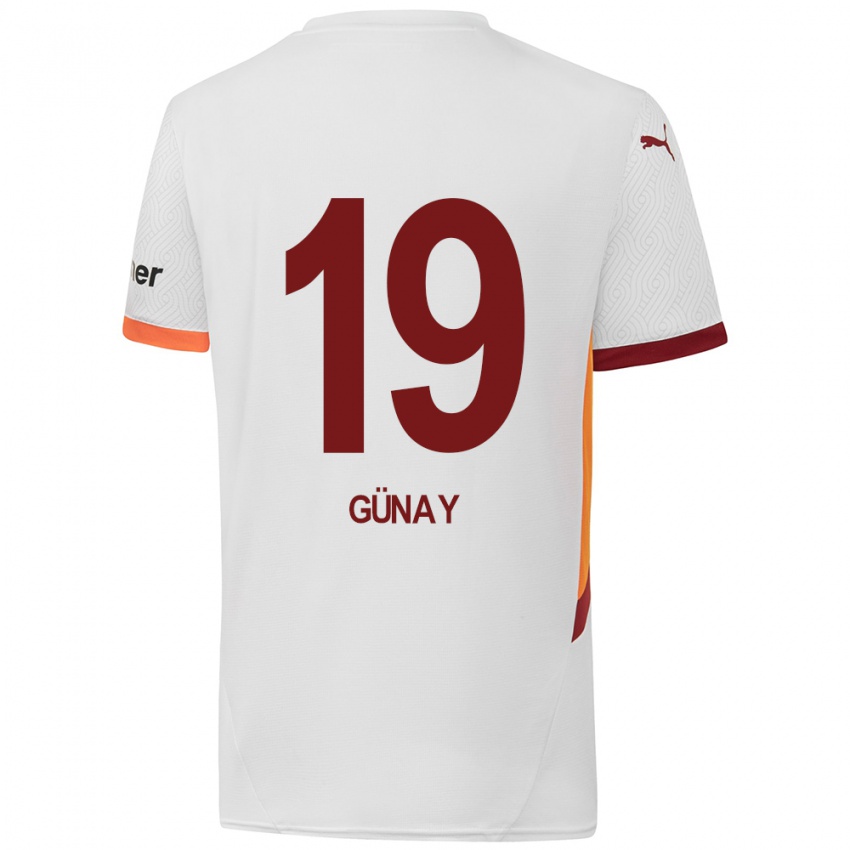 Børn Günay Güvenç #19 Hvid Gul Rød Udebane Spillertrøjer 2024/25 Trøje T-Shirt