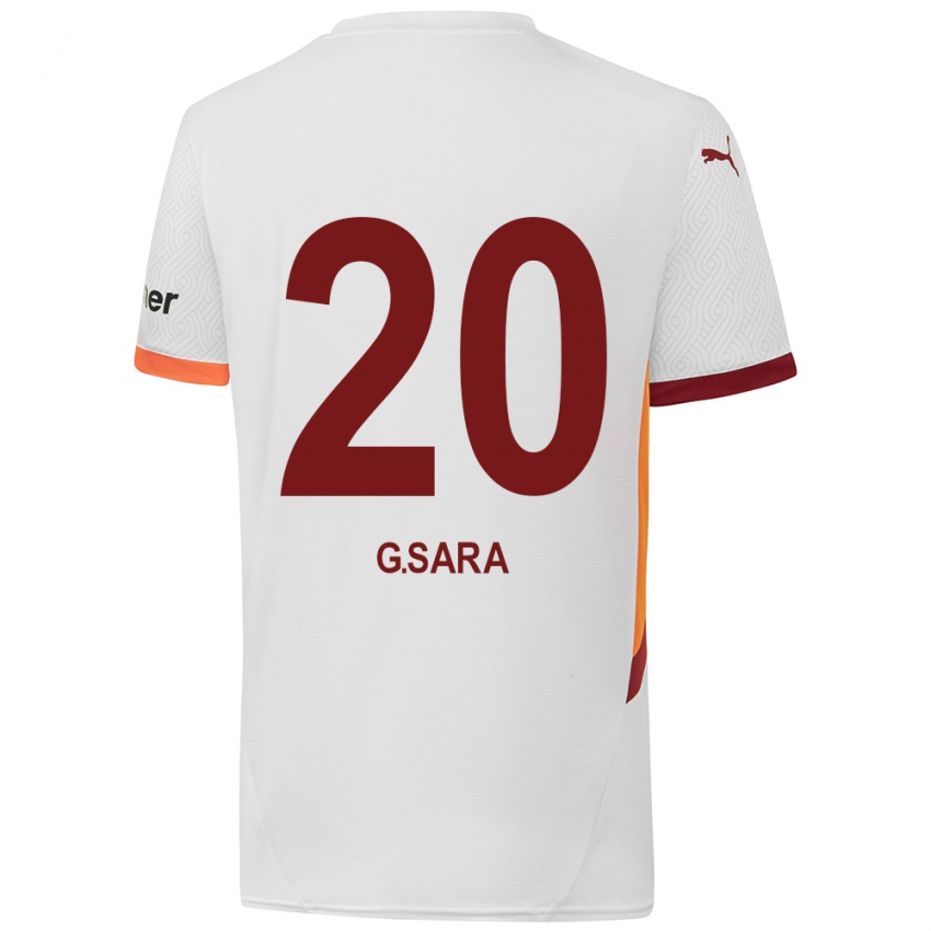 Børn Gabriel Sara #20 Hvid Gul Rød Udebane Spillertrøjer 2024/25 Trøje T-Shirt