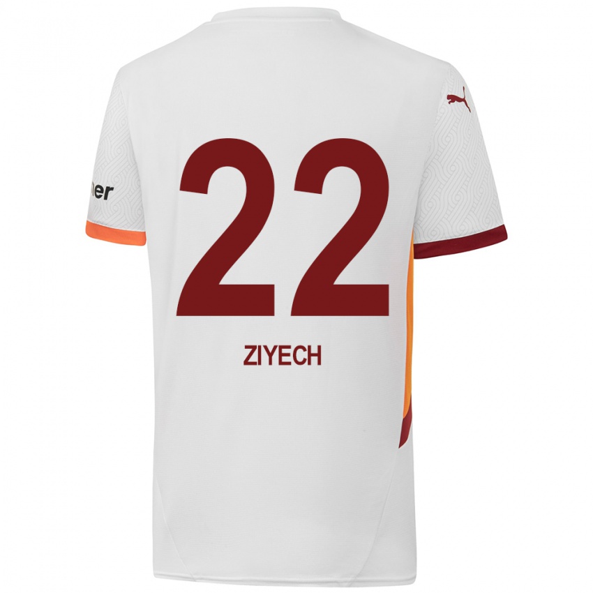 Børn Hakim Ziyech #22 Hvid Gul Rød Udebane Spillertrøjer 2024/25 Trøje T-Shirt