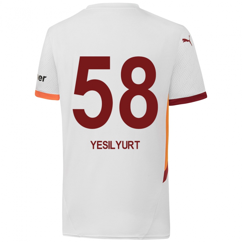 Børn Ali Yeşilyurt #58 Hvid Gul Rød Udebane Spillertrøjer 2024/25 Trøje T-Shirt