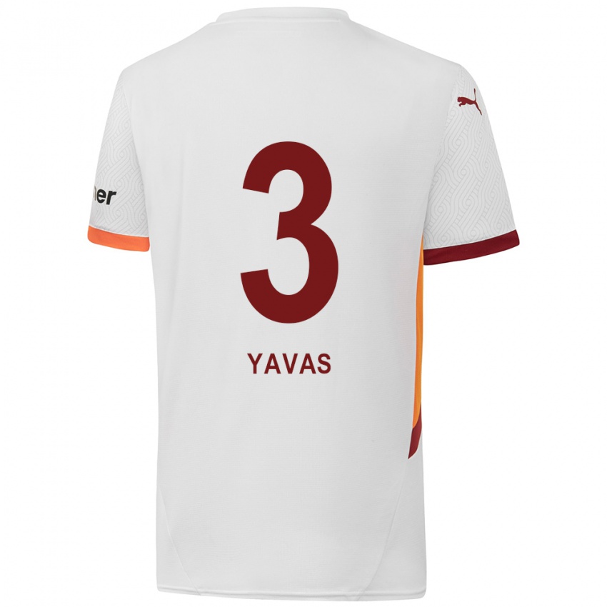 Børn Arda Yavas #3 Hvid Gul Rød Udebane Spillertrøjer 2024/25 Trøje T-Shirt