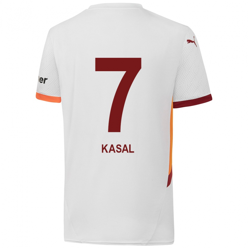 Børn Yasin Kasal #7 Hvid Gul Rød Udebane Spillertrøjer 2024/25 Trøje T-Shirt