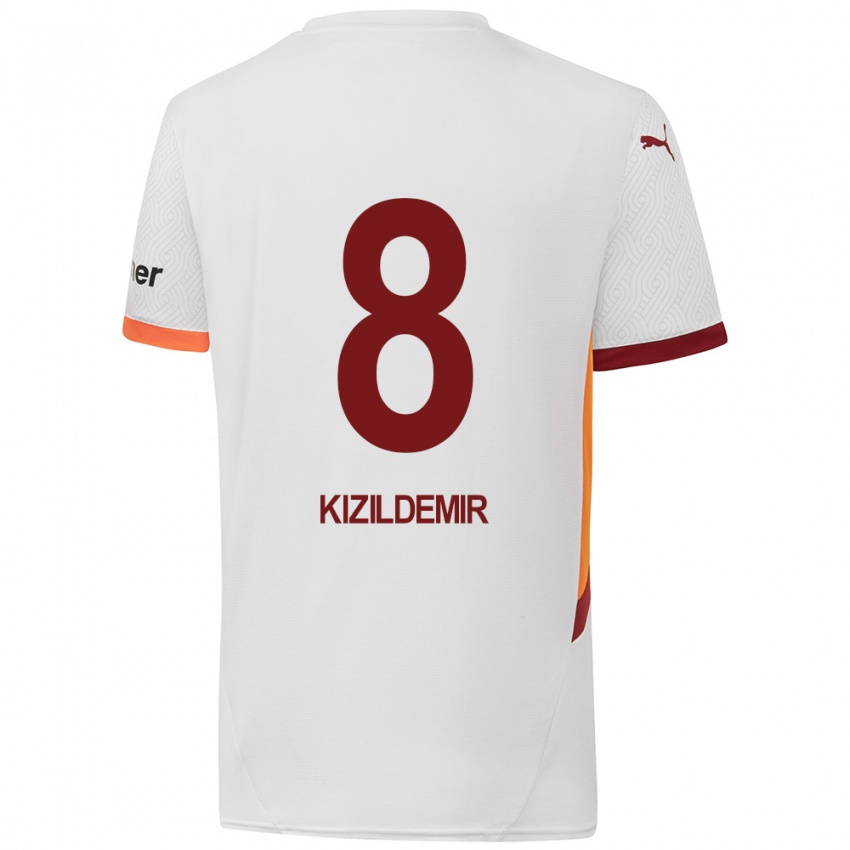 Børn Berk Kizildemir #8 Hvid Gul Rød Udebane Spillertrøjer 2024/25 Trøje T-Shirt