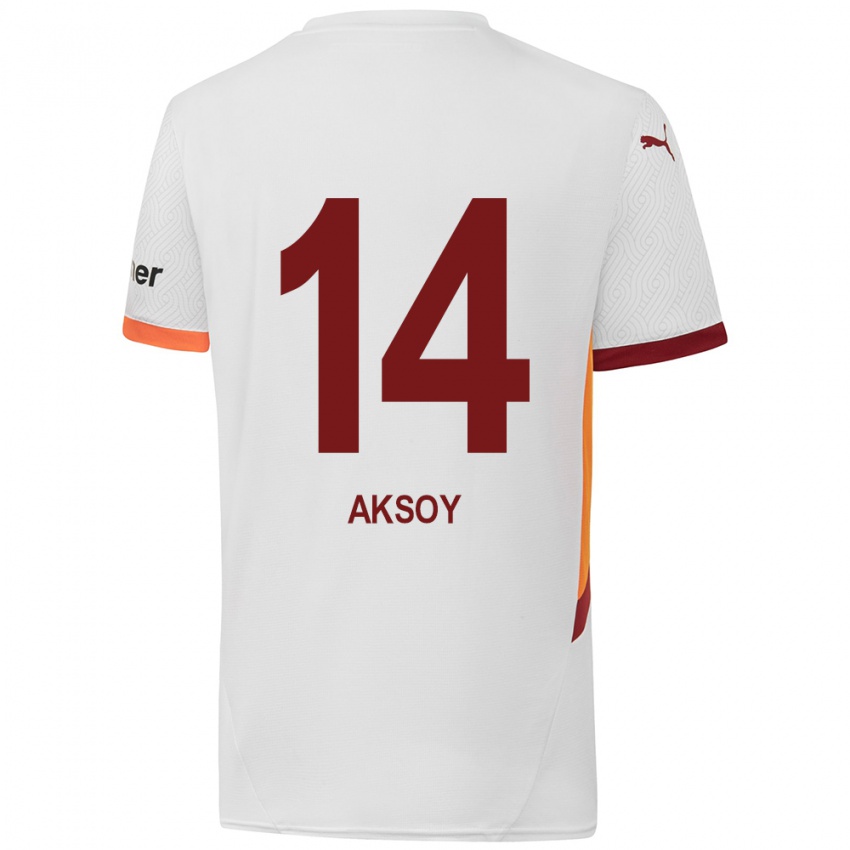 Børn Berkan Aksoy #14 Hvid Gul Rød Udebane Spillertrøjer 2024/25 Trøje T-Shirt