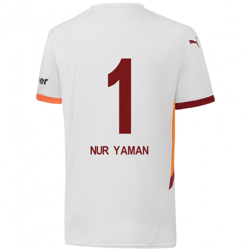 Børn Gamze Nur Yaman #1 Hvid Gul Rød Udebane Spillertrøjer 2024/25 Trøje T-Shirt