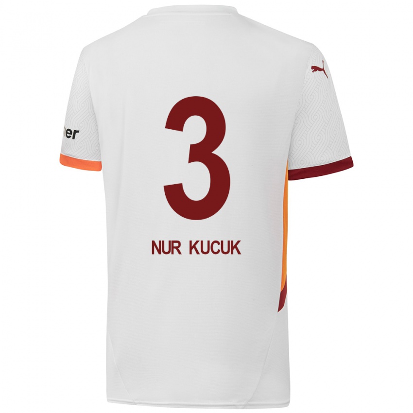 Børn Rabia Nur Küçük #3 Hvid Gul Rød Udebane Spillertrøjer 2024/25 Trøje T-Shirt