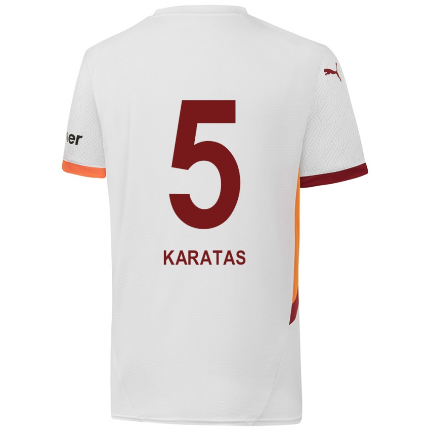 Børn Eda Karataş #5 Hvid Gul Rød Udebane Spillertrøjer 2024/25 Trøje T-Shirt