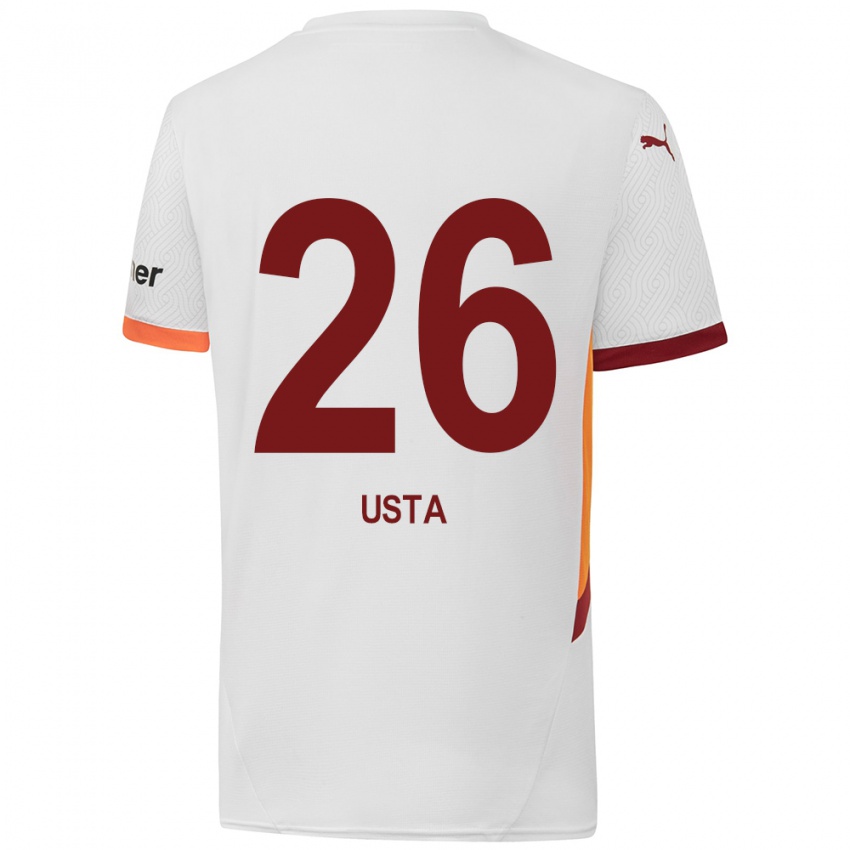 Børn Alanur Usta #26 Hvid Gul Rød Udebane Spillertrøjer 2024/25 Trøje T-Shirt