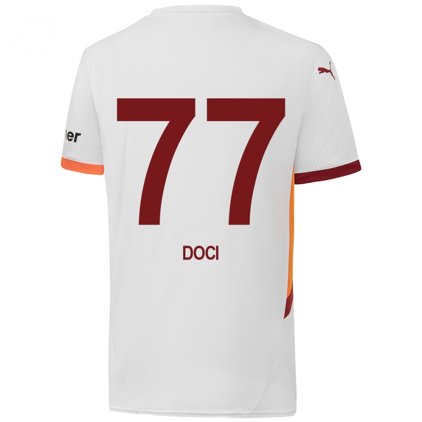 Børn Megi Doci #77 Hvid Gul Rød Udebane Spillertrøjer 2024/25 Trøje T-Shirt