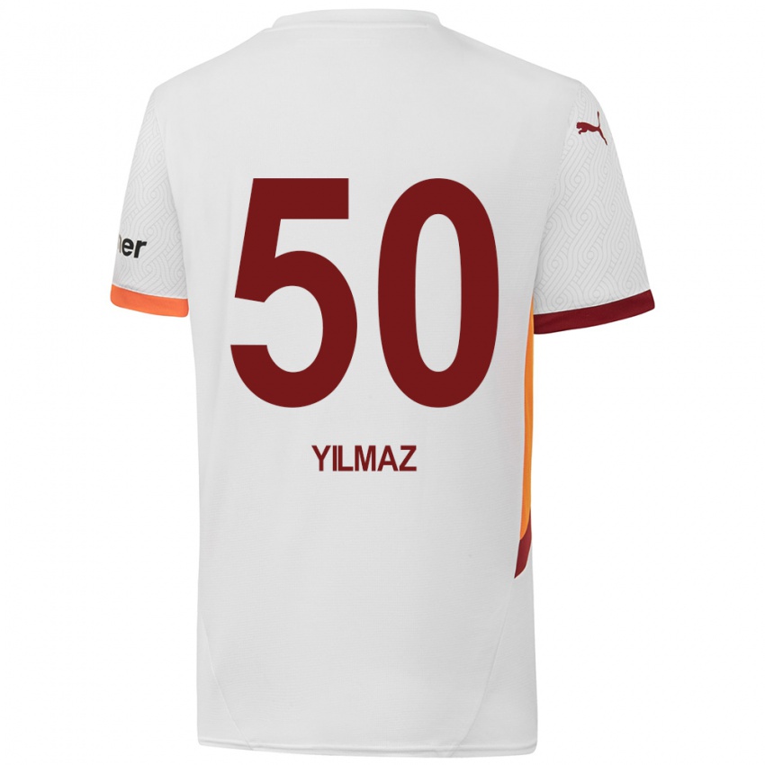 Børn Jankat Yılmaz #50 Hvid Gul Rød Udebane Spillertrøjer 2024/25 Trøje T-Shirt