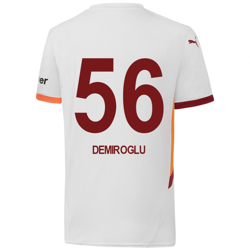 Børn Baran Demiroğlu #56 Hvid Gul Rød Udebane Spillertrøjer 2024/25 Trøje T-Shirt