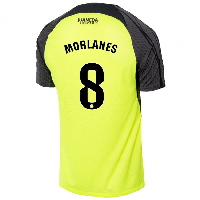 Børn Manu Morlanes #8 Fluorescerende Grøn Sort Udebane Spillertrøjer 2024/25 Trøje T-Shirt