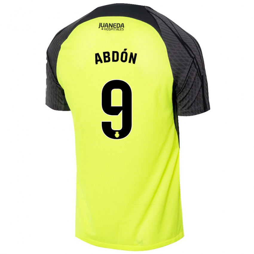 Børn Abdón Prats #9 Fluorescerende Grøn Sort Udebane Spillertrøjer 2024/25 Trøje T-Shirt