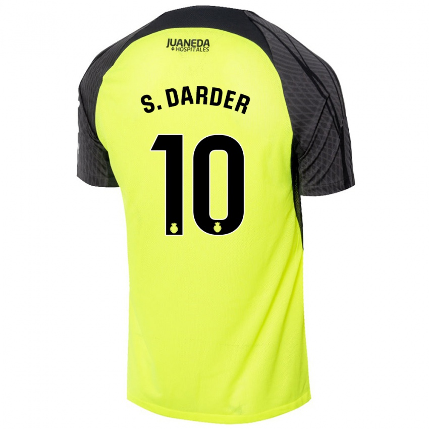 Børn Sergi Darder #10 Fluorescerende Grøn Sort Udebane Spillertrøjer 2024/25 Trøje T-Shirt