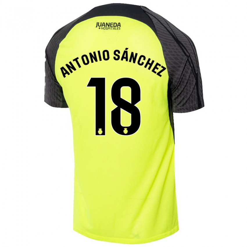 Børn Antonio Sánchez #18 Fluorescerende Grøn Sort Udebane Spillertrøjer 2024/25 Trøje T-Shirt