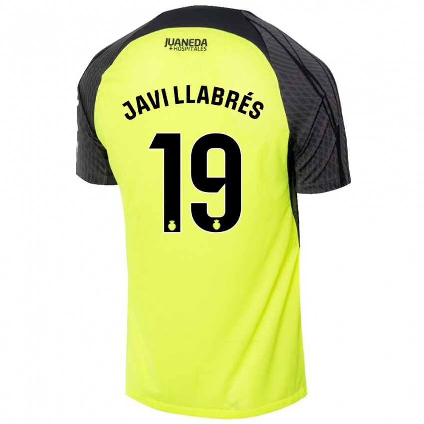 Børn Javi Llabrés #19 Fluorescerende Grøn Sort Udebane Spillertrøjer 2024/25 Trøje T-Shirt