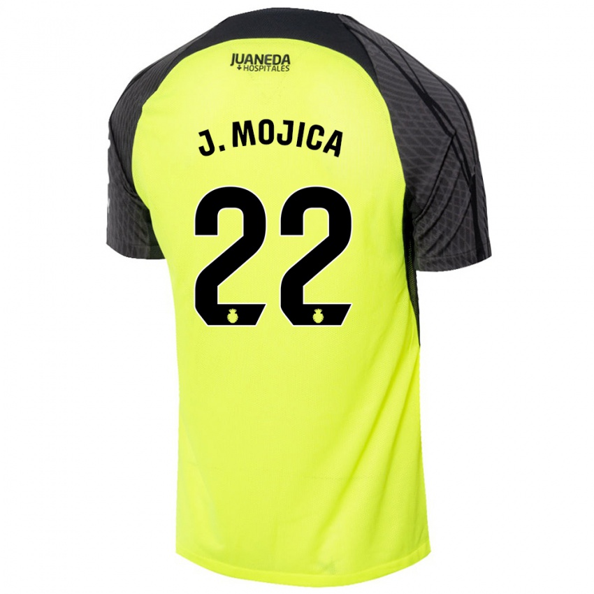 Børn Johan Mojica #22 Fluorescerende Grøn Sort Udebane Spillertrøjer 2024/25 Trøje T-Shirt