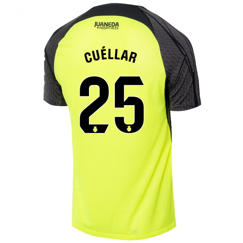 Børn Iván Cuéllar #25 Fluorescerende Grøn Sort Udebane Spillertrøjer 2024/25 Trøje T-Shirt