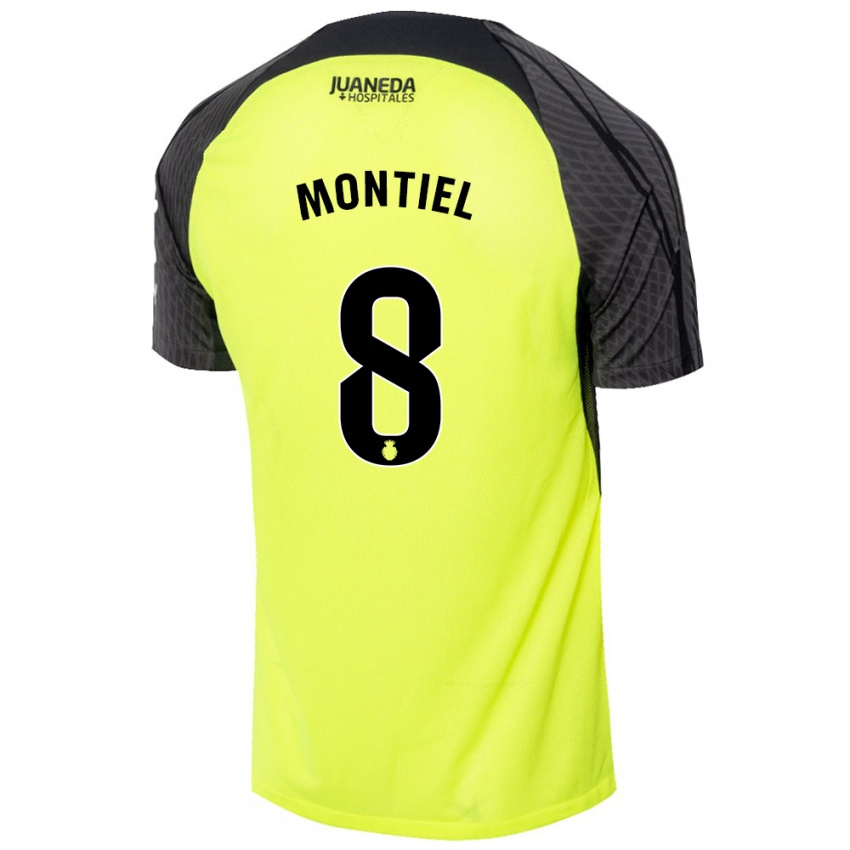 Børn Luis Montiel #8 Fluorescerende Grøn Sort Udebane Spillertrøjer 2024/25 Trøje T-Shirt