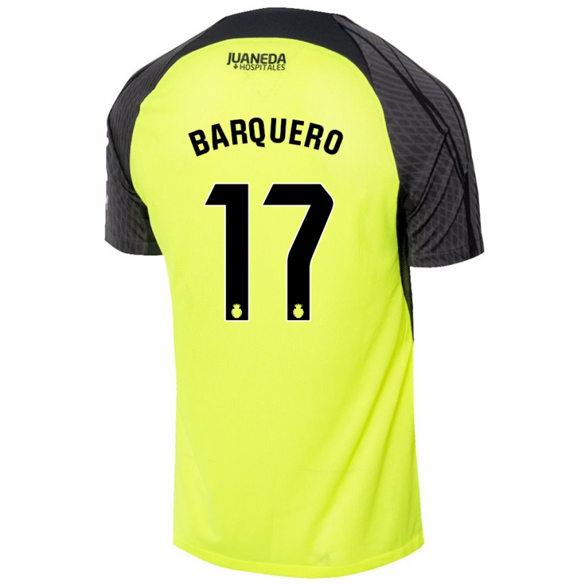 Børn Adrián Barquero #17 Fluorescerende Grøn Sort Udebane Spillertrøjer 2024/25 Trøje T-Shirt