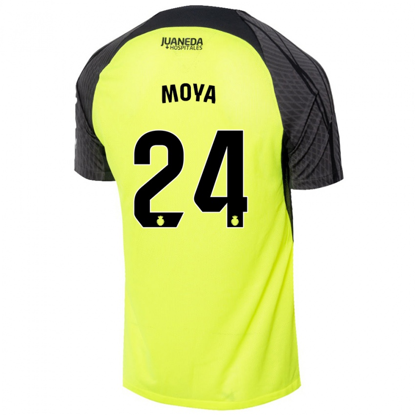 Børn Pablo Moyá #24 Fluorescerende Grøn Sort Udebane Spillertrøjer 2024/25 Trøje T-Shirt