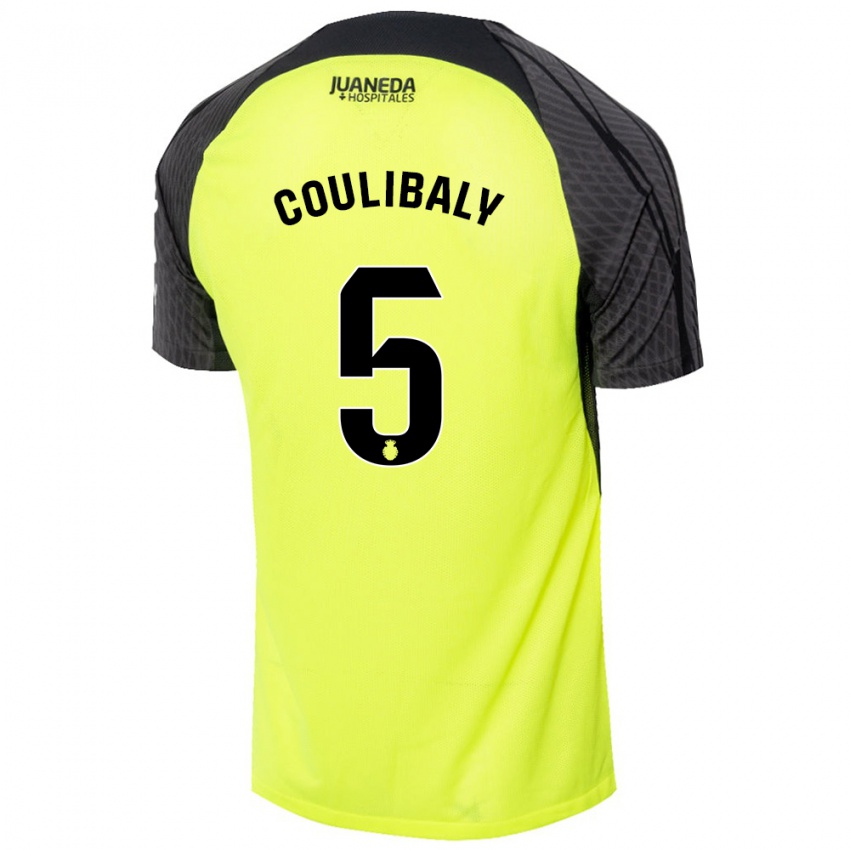 Børn Habib Anas Coulibaly #5 Fluorescerende Grøn Sort Udebane Spillertrøjer 2024/25 Trøje T-Shirt