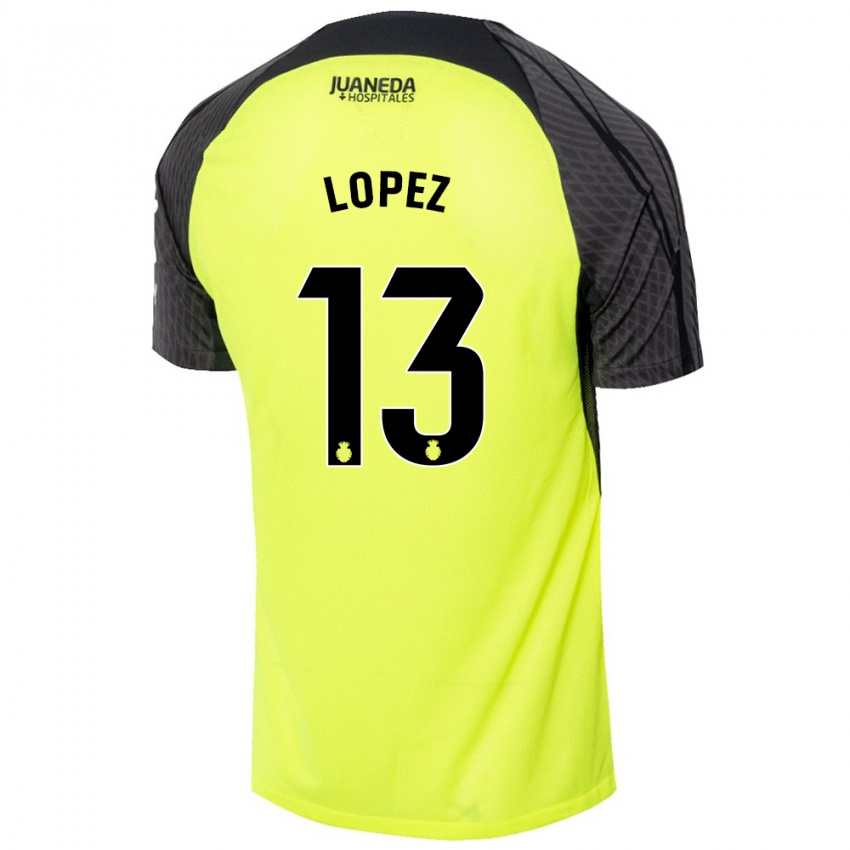 Børn Iván López #13 Fluorescerende Grøn Sort Udebane Spillertrøjer 2024/25 Trøje T-Shirt