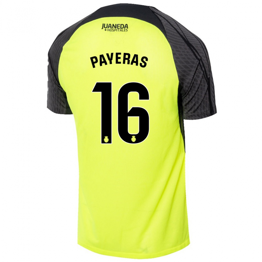 Børn Martí Payeras #16 Fluorescerende Grøn Sort Udebane Spillertrøjer 2024/25 Trøje T-Shirt