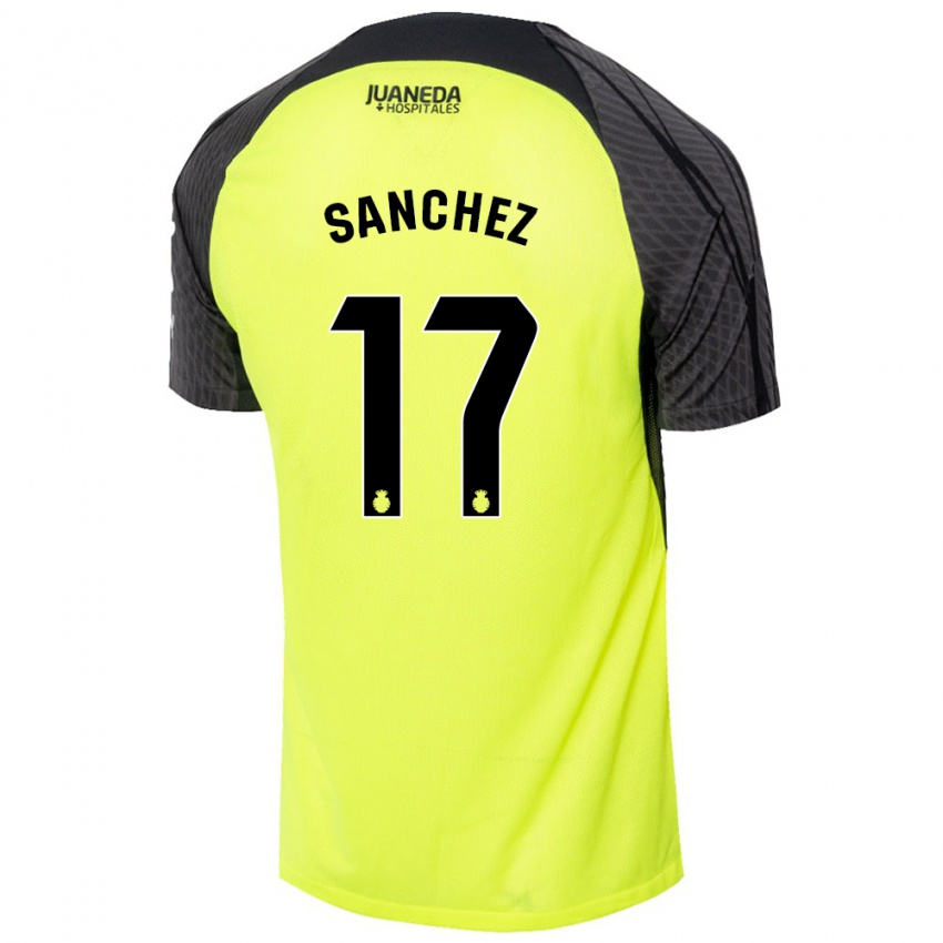 Børn Avelino Sánchez #17 Fluorescerende Grøn Sort Udebane Spillertrøjer 2024/25 Trøje T-Shirt