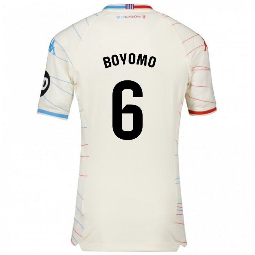 Børn Enzo Boyomo #6 Hvid Rød Blå Udebane Spillertrøjer 2024/25 Trøje T-Shirt