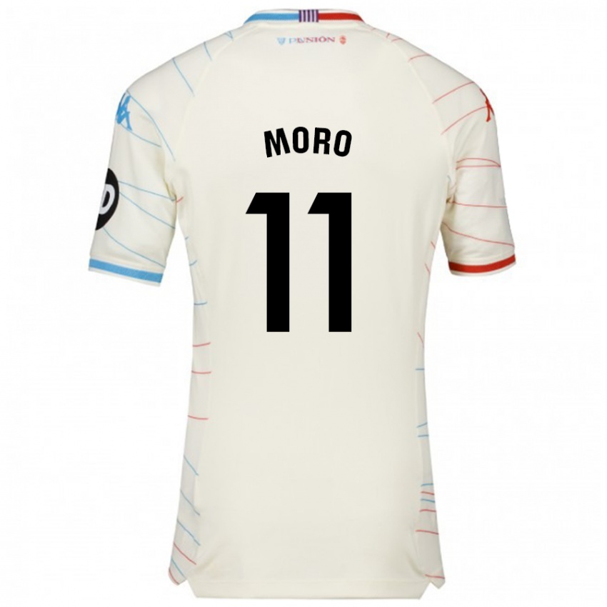 Børn Raúl Moro #11 Hvid Rød Blå Udebane Spillertrøjer 2024/25 Trøje T-Shirt