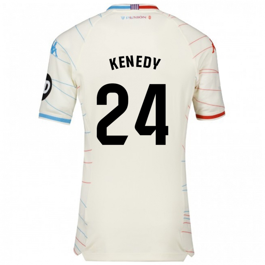 Børn Kenedy #24 Hvid Rød Blå Udebane Spillertrøjer 2024/25 Trøje T-Shirt