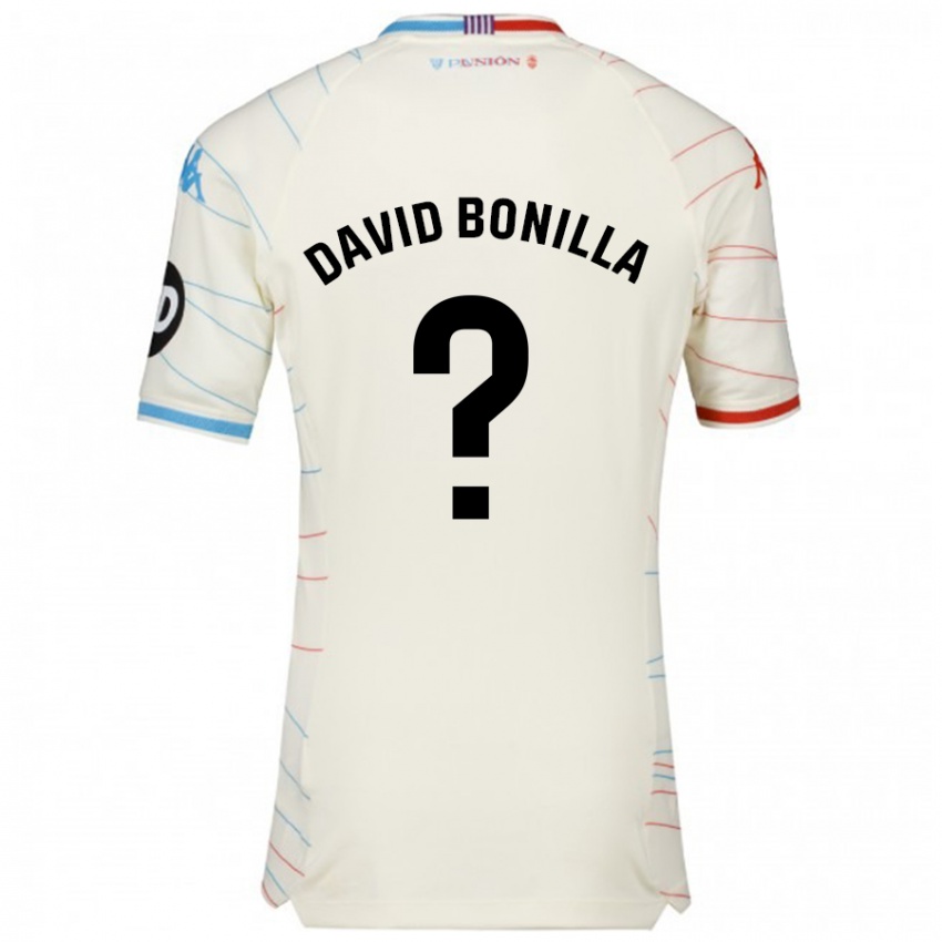 Børn Juan David Bonilla #0 Hvid Rød Blå Udebane Spillertrøjer 2024/25 Trøje T-Shirt