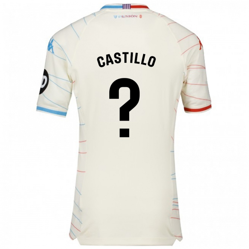 Børn Gonzalo Castillo #0 Hvid Rød Blå Udebane Spillertrøjer 2024/25 Trøje T-Shirt