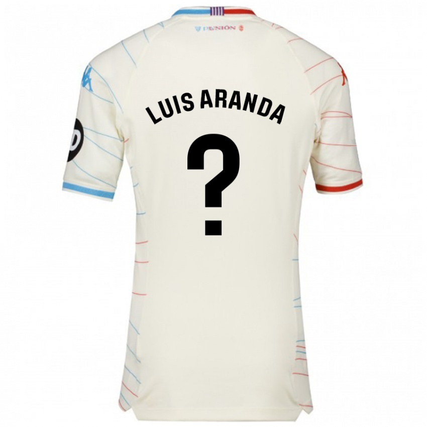 Børn José Luis Aranda #0 Hvid Rød Blå Udebane Spillertrøjer 2024/25 Trøje T-Shirt