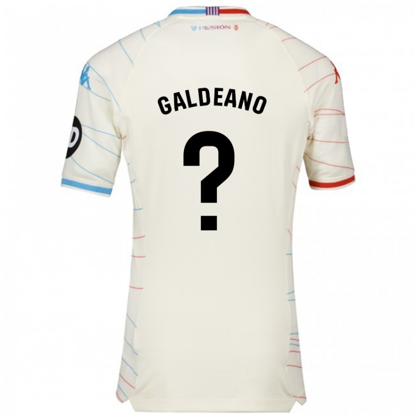 Børn Alejandro Galdeano #0 Hvid Rød Blå Udebane Spillertrøjer 2024/25 Trøje T-Shirt