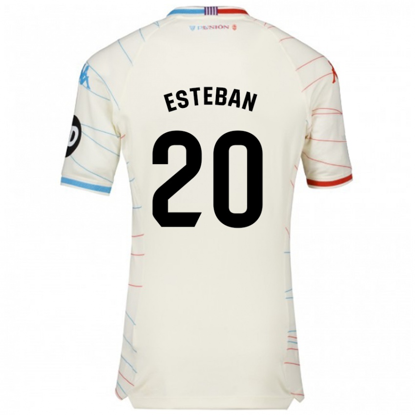 Børn Sergio Esteban #20 Hvid Rød Blå Udebane Spillertrøjer 2024/25 Trøje T-Shirt