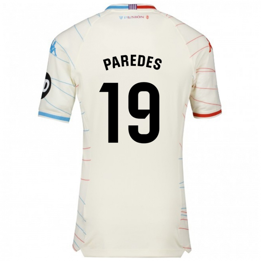 Børn Yago Paredes #19 Hvid Rød Blå Udebane Spillertrøjer 2024/25 Trøje T-Shirt