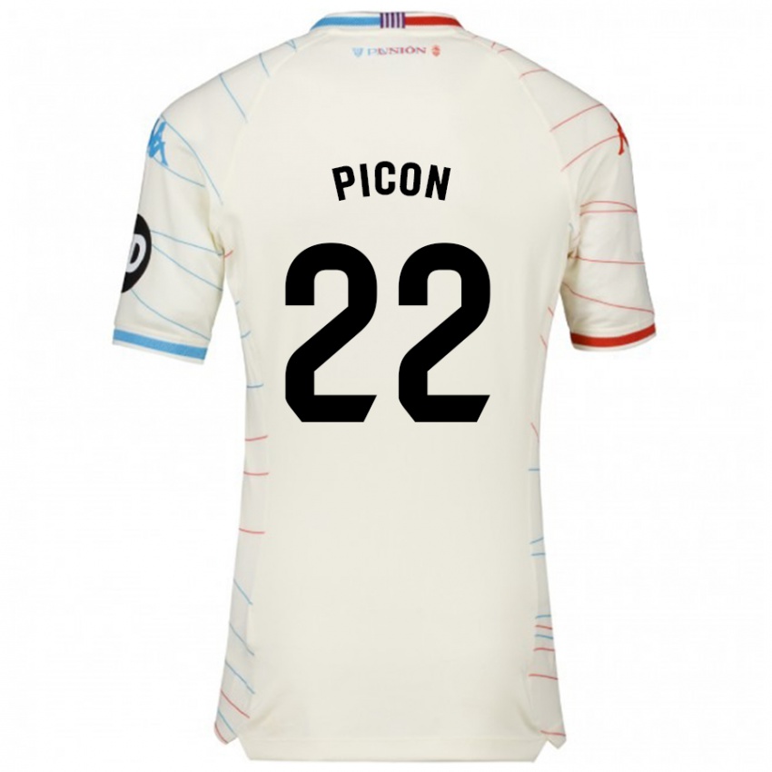 Børn Pablo Picón #22 Hvid Rød Blå Udebane Spillertrøjer 2024/25 Trøje T-Shirt