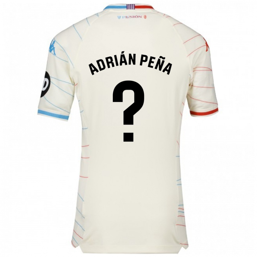 Børn Adrián Peña #0 Hvid Rød Blå Udebane Spillertrøjer 2024/25 Trøje T-Shirt