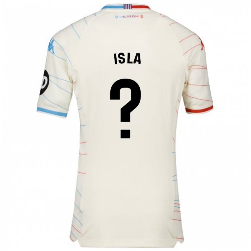 Børn Cristian Isla #0 Hvid Rød Blå Udebane Spillertrøjer 2024/25 Trøje T-Shirt